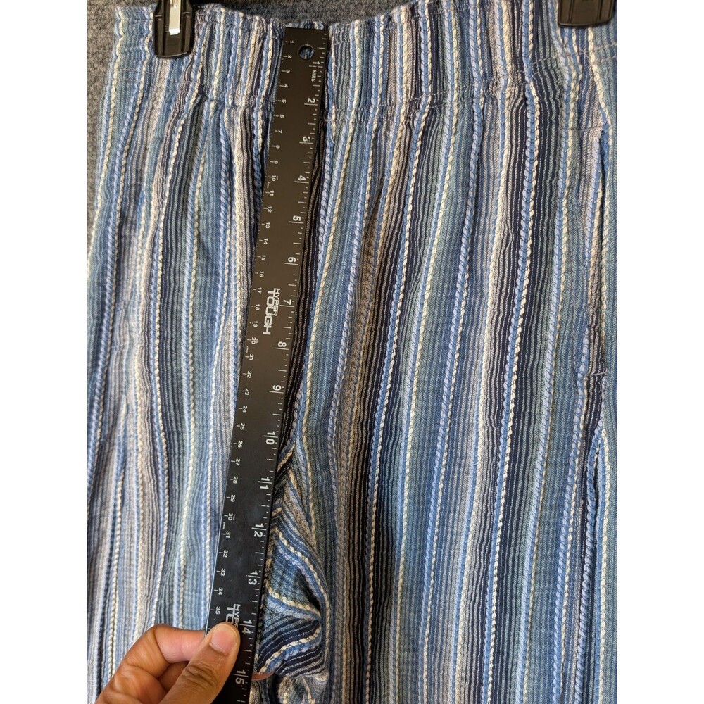 Free People Days End Cotton/Linen Stripe Pants Small Wide Leg Blue - Picture 9 of 12